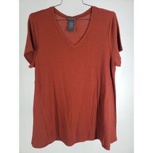 Chelsea & Theodore V-Neck Blouse Top Womens Size XL Short Sleeve and Side Panels